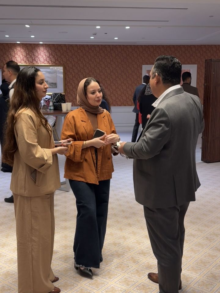 Attendees in conversation at the QDB Networking Event in Qatar, October 2026